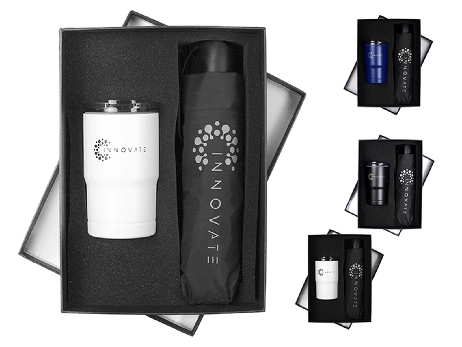 Bedruckte Regenschirm & Vakuum-Tumbler Geschenksets