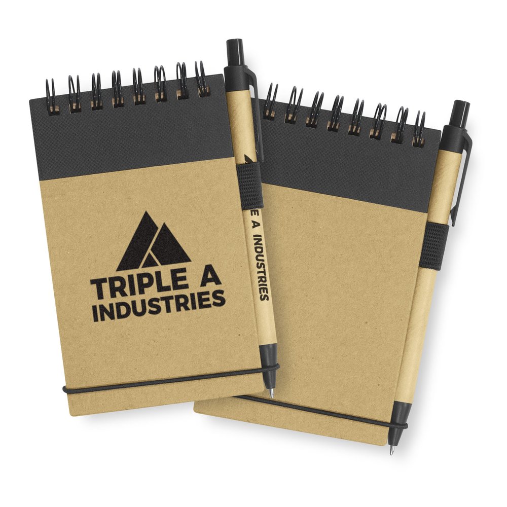 Kraft-Taschennotizbuch mit Eco-Stift