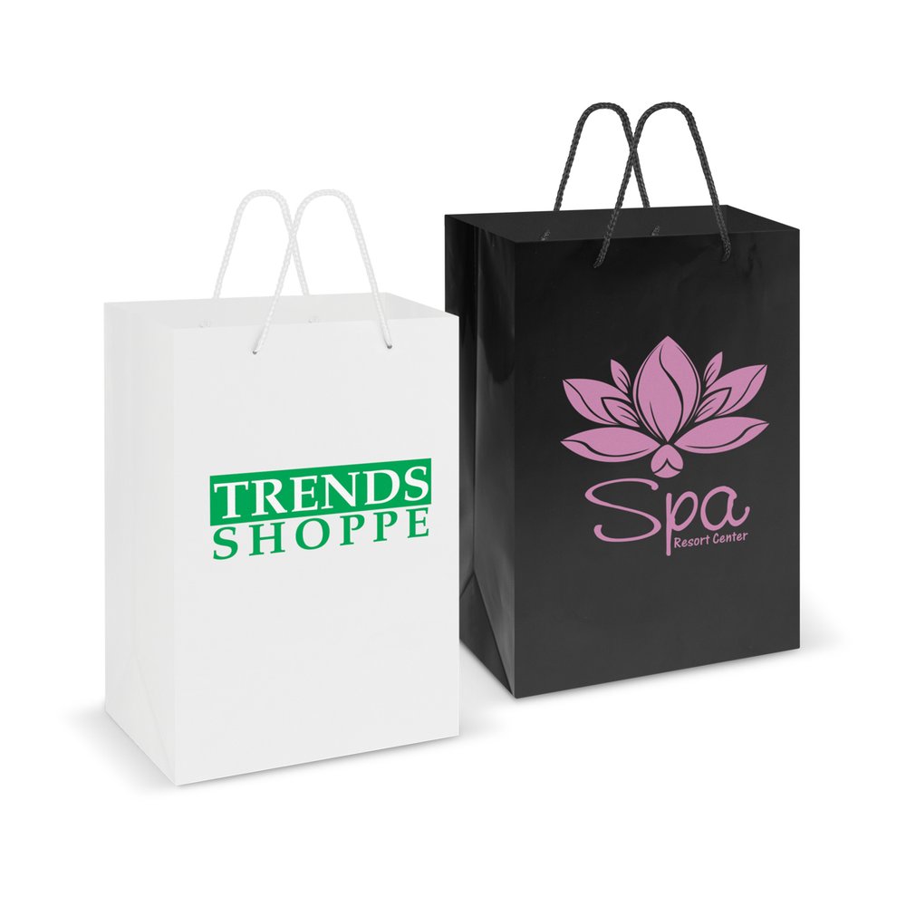 Glänzende Papier-Geschenktasche mit geflochteten Griffen