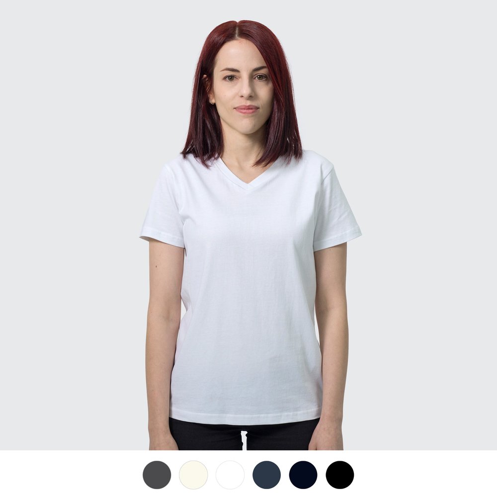 Viva Damen V-Ausschnitt Baumwoll-T-Shirt