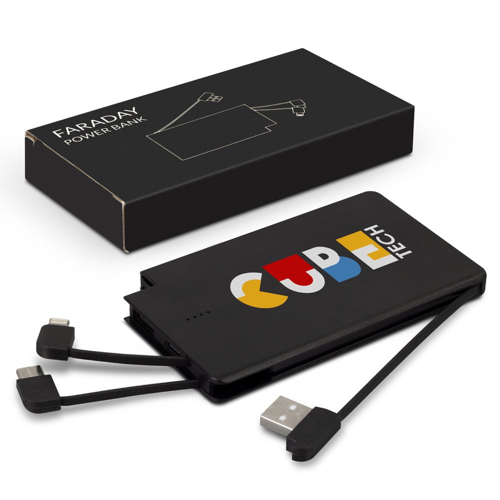 Faraday Powerbank mit integrierten Kabeln