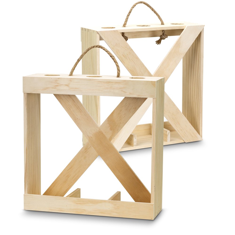 Dreier-Weinkiste aus Naturkiefernholz