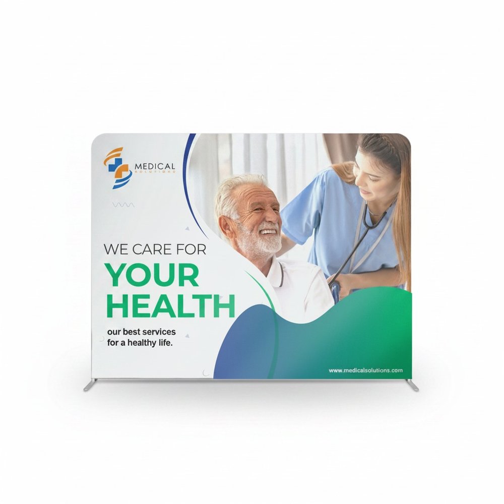 Kompakte Medienwand aus Stretch-Polyester