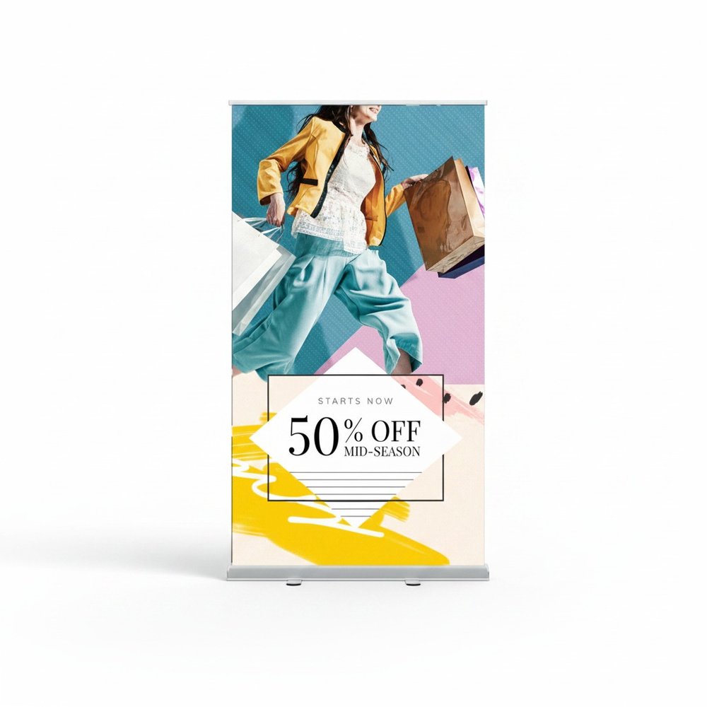 Breites Blockout-Satin-Displaybanner