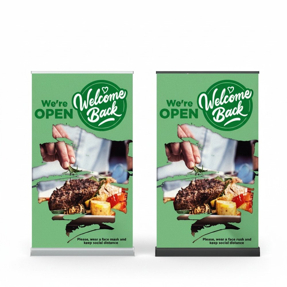 Blickdichtes Satin-Pull-Up-Banner