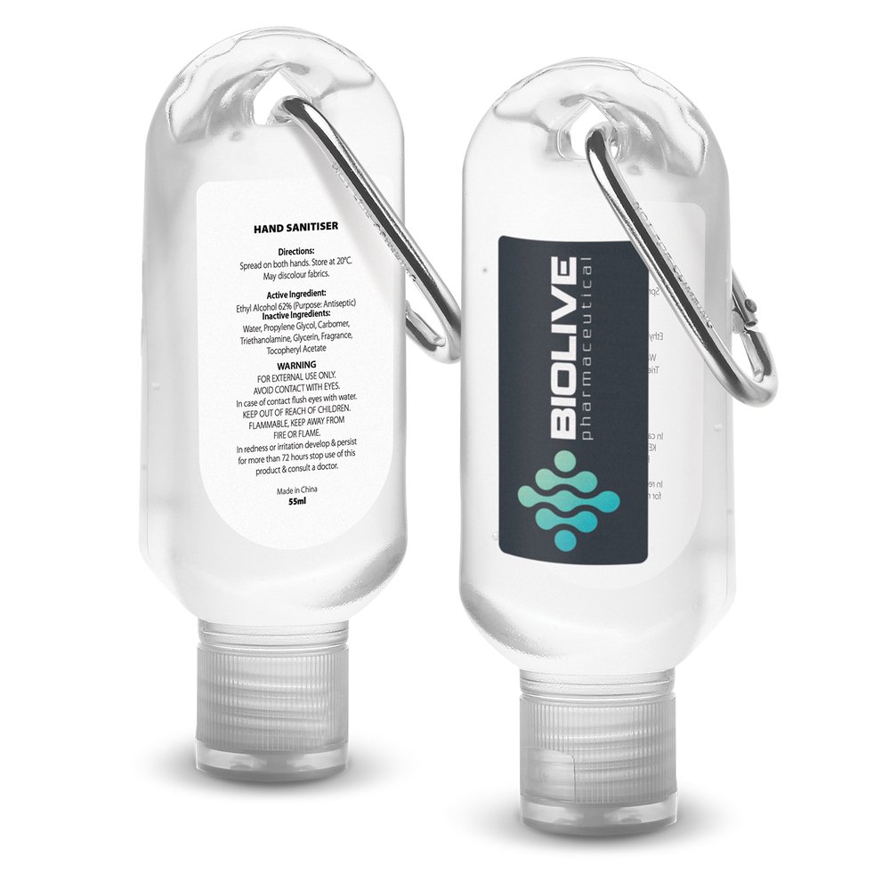Handdesinfektionsgel mit Karabinerhaken 55ml