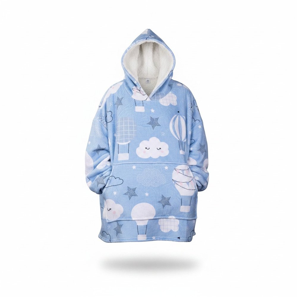 Sherpa-gefütterte Decken-Hoodie mit Vollfarbdruck
