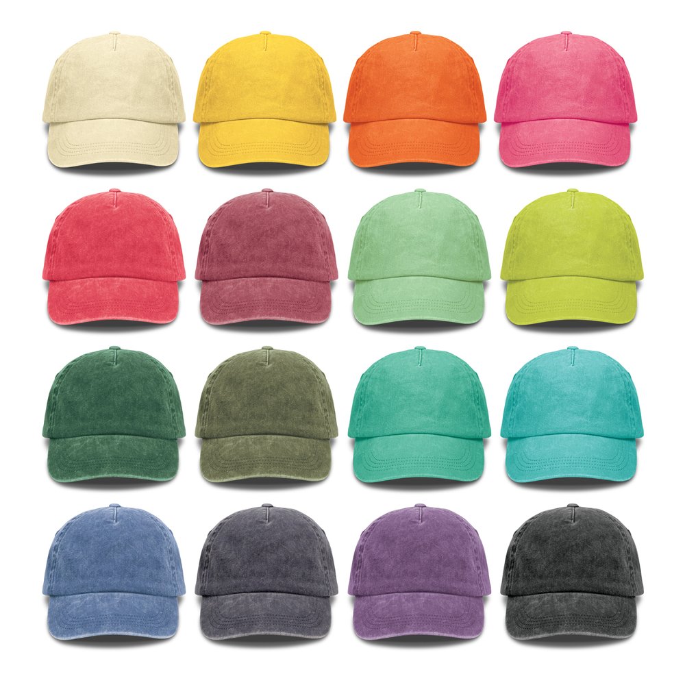 Washed Cotton Fünf-Panel Cap in sechzehn Farben