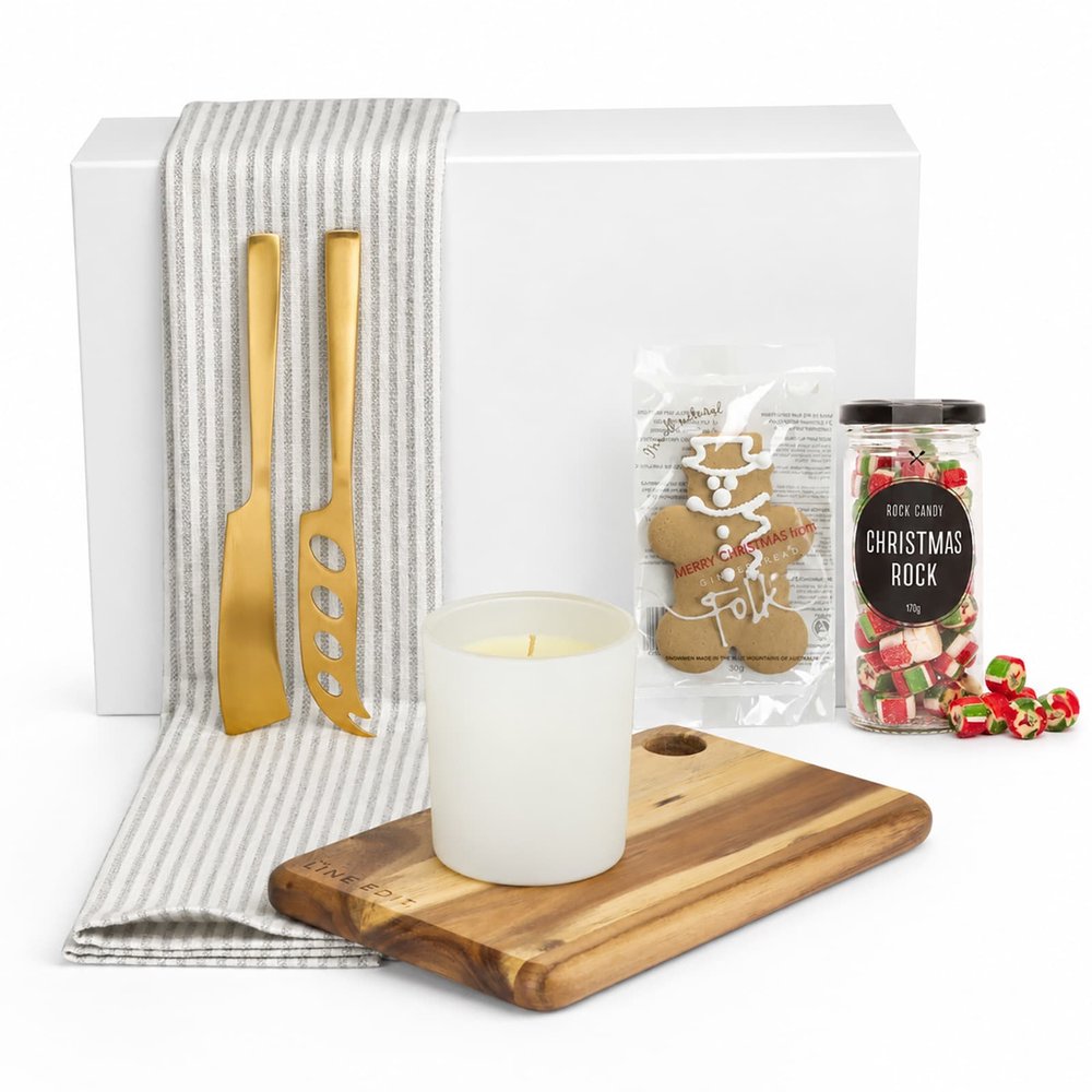 Glow & Graze Weihnachts-Genussbox mit Kerze