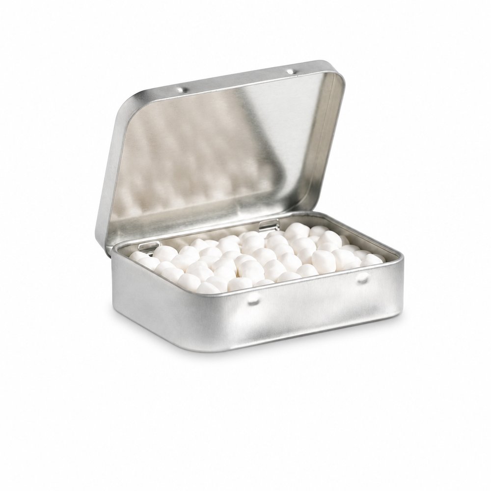 Rechteckige silberne Pfefferminzdose