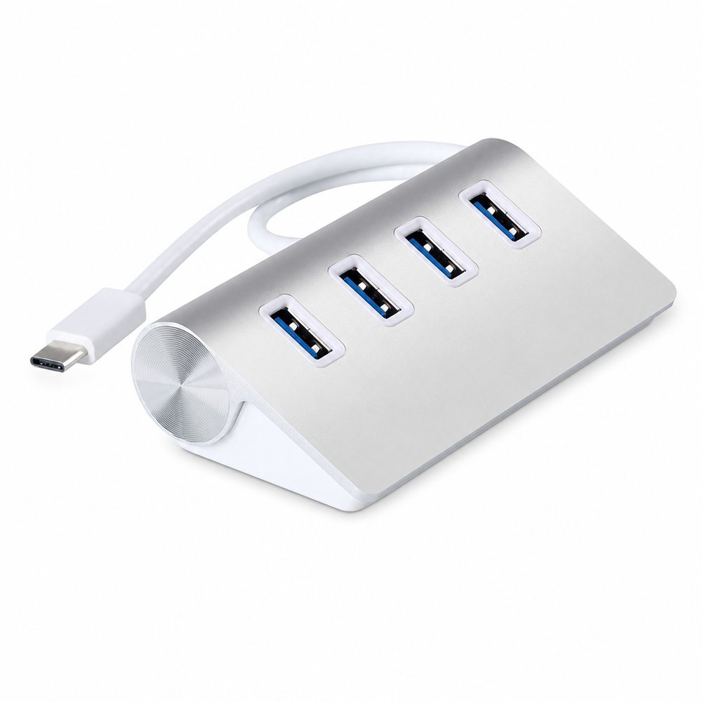 Connect 4-Port Aluminium USB- und Typ-C-Tisch-Hub