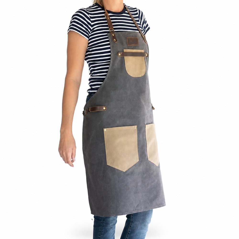 Individuelle Gastronomieschürze aus 16oz Canvas und Leder