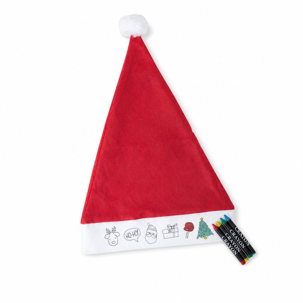 Kinder färben Weihnachtsmützen