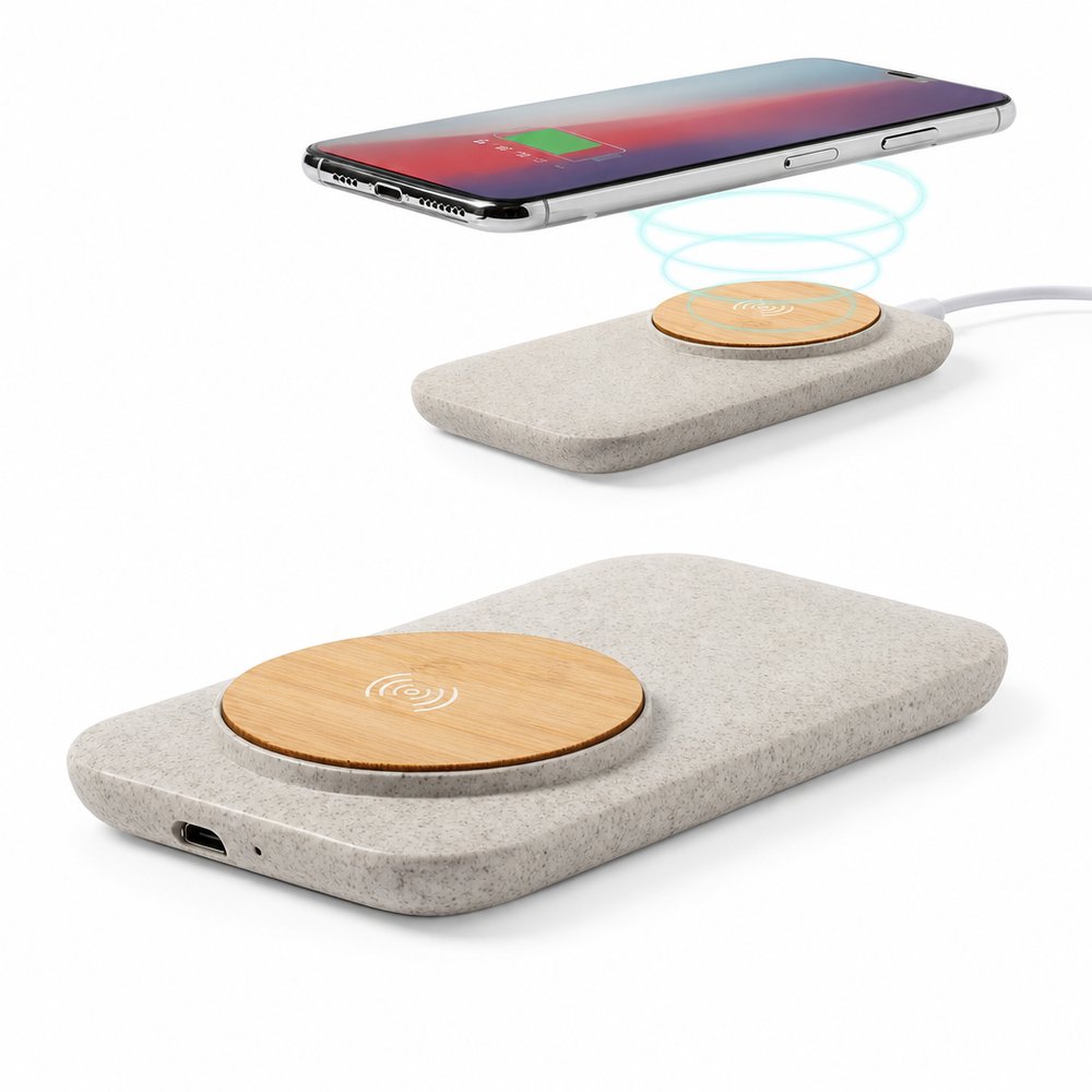 Natura Wireless Charger aus Bambus und Weizenstroh