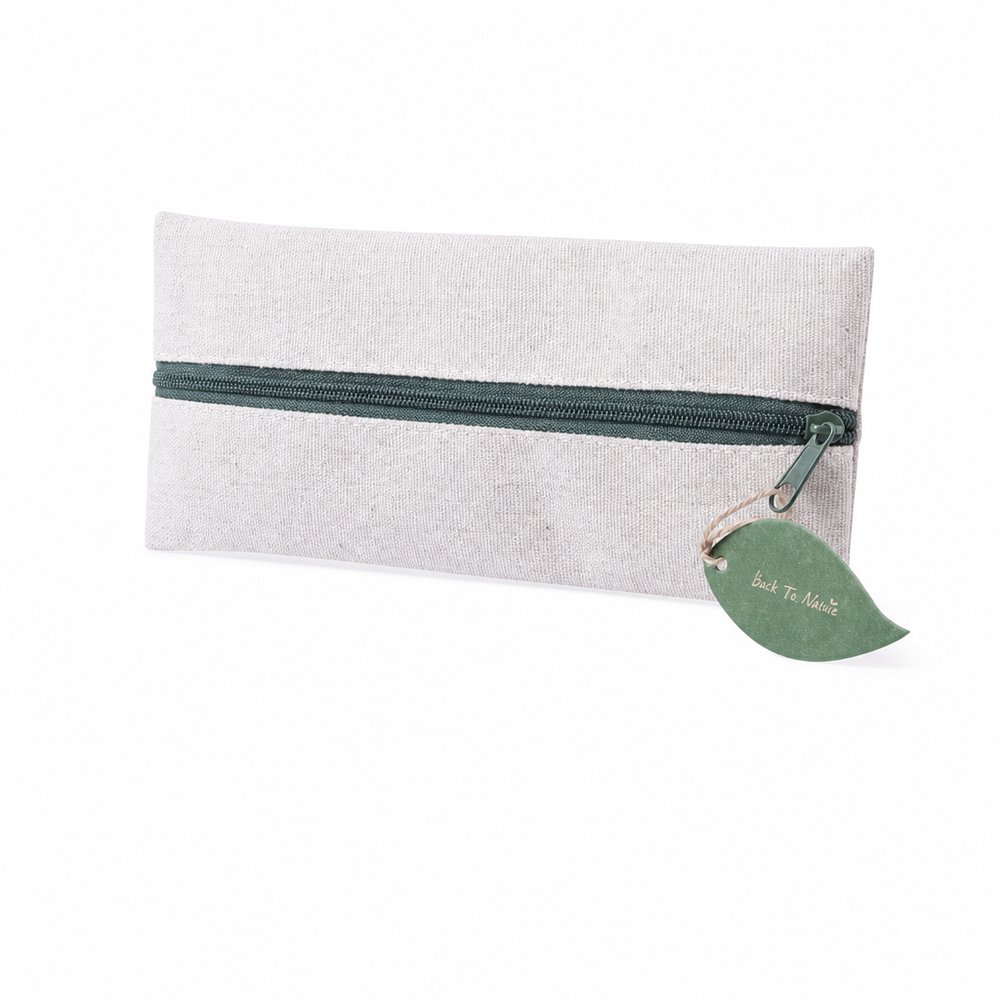 Federmäppchen Leaf-Zip aus Baumwolle und Jute