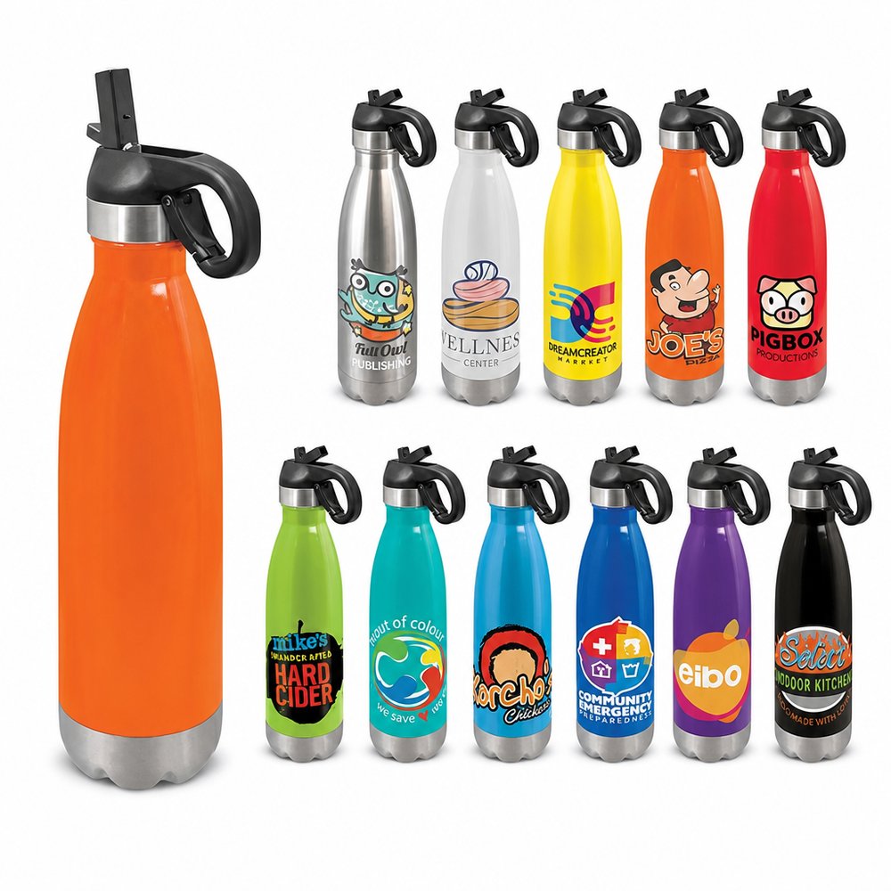 Bedruckte 700ml Edelstahl-Trinkflasche mit Karabiner