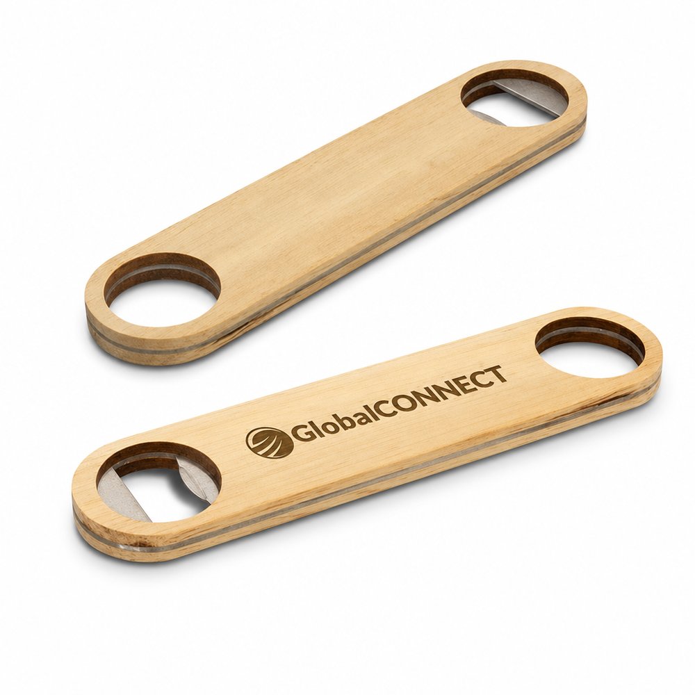 Rubberwood Bar Blade Bottle Openers, Branded