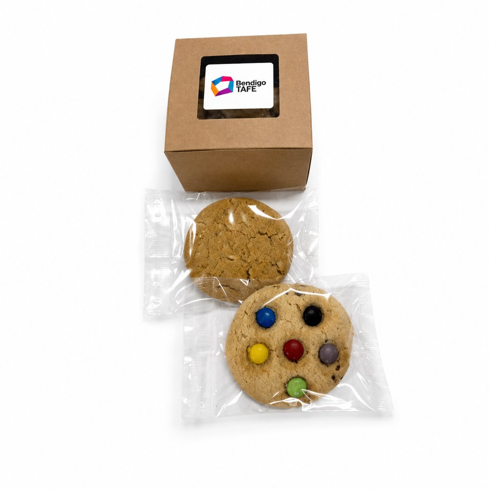 Branded Cookie Gift Box — Kraft Window, 2 Cafe Cookies