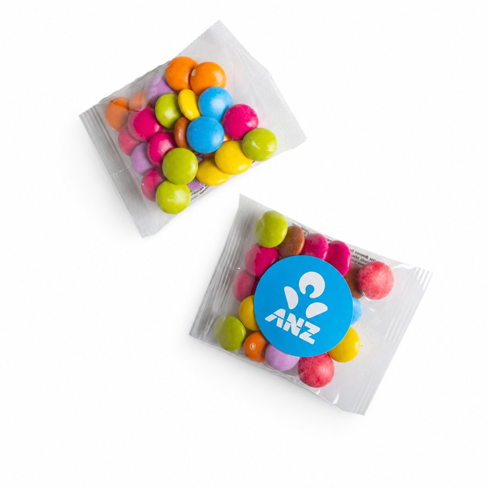 Branded Smarties 25g Bag with Custom Printed Sticker