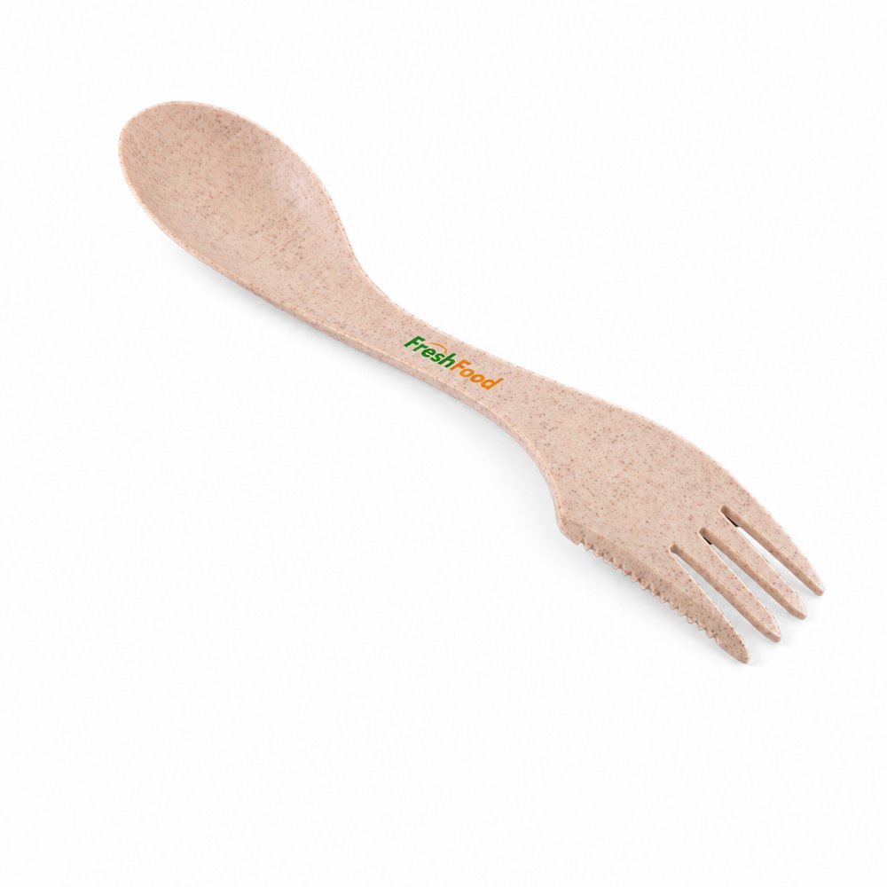 Wheat Fibre 3-in-1 Cutlery Set — Branded Eco Utensils