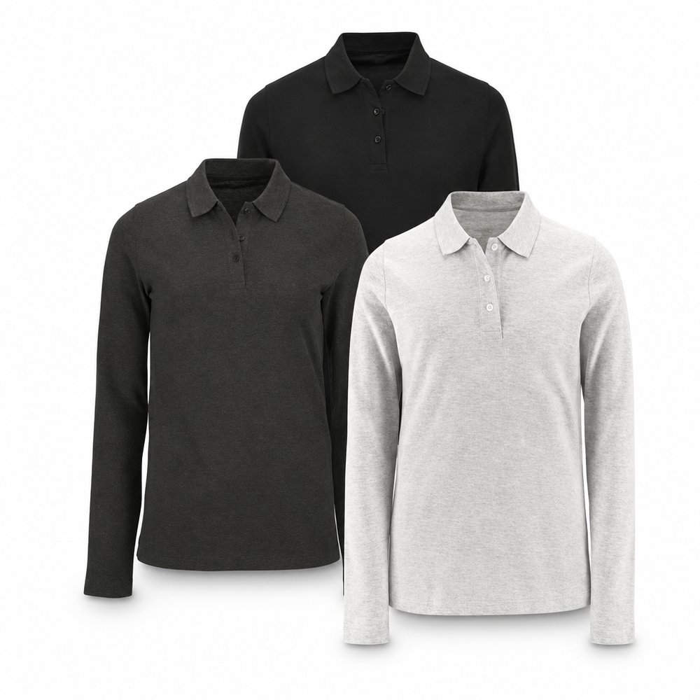 Langarm-Poloshirts für Damen (180 g/m²)
