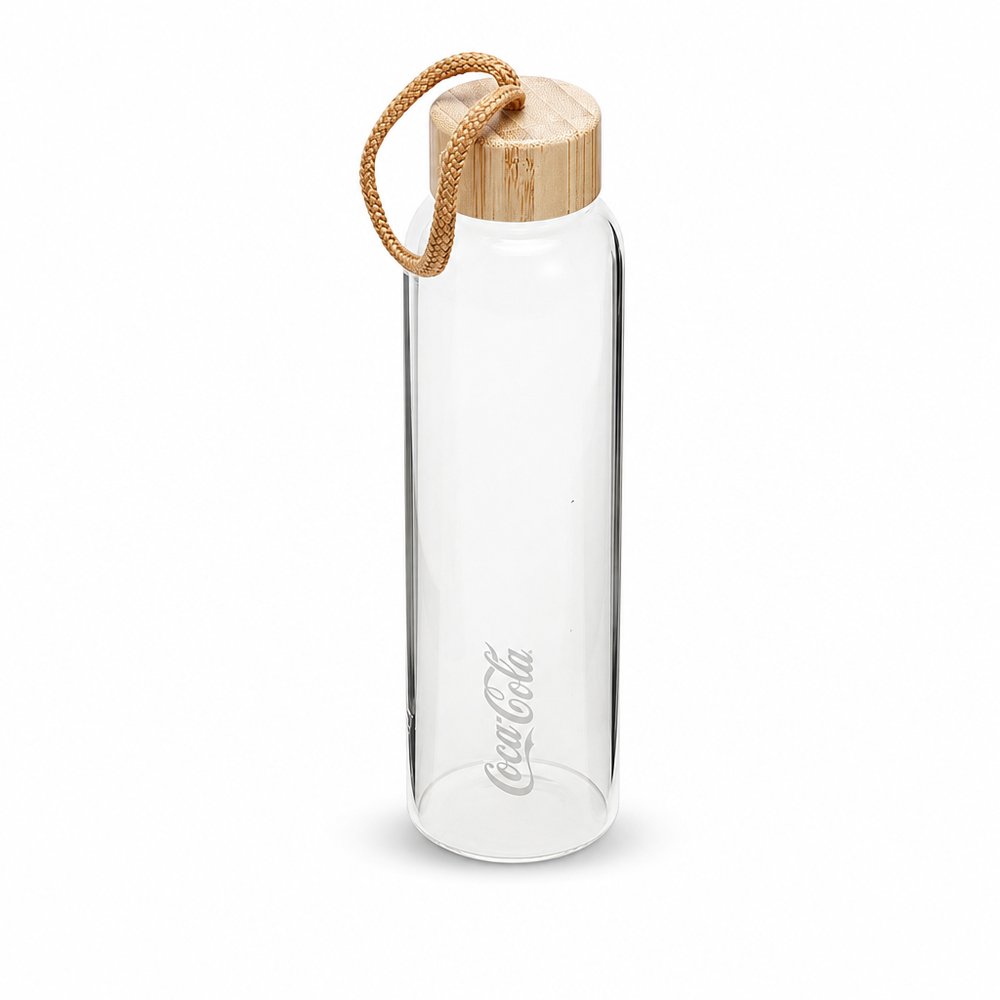 Glastrinkflaschen mit Bambusdeckel (1L)