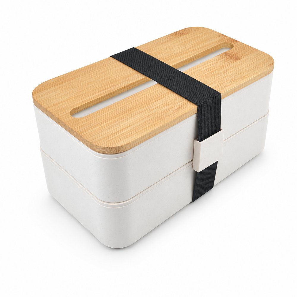 2-stufige Lunchbox mit Bambus-Telefonhalter-Deckel