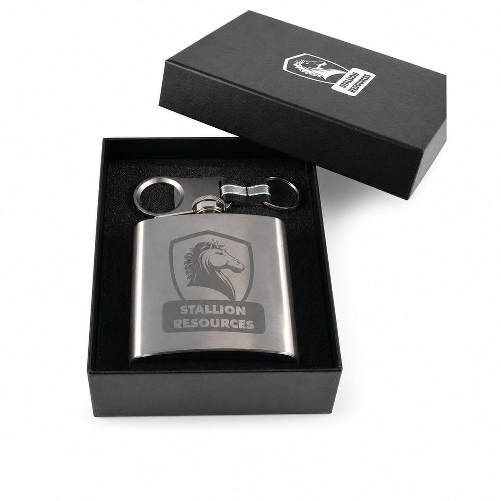 Flachmann und Aluminium-Flaschenöffner Geschenkset
