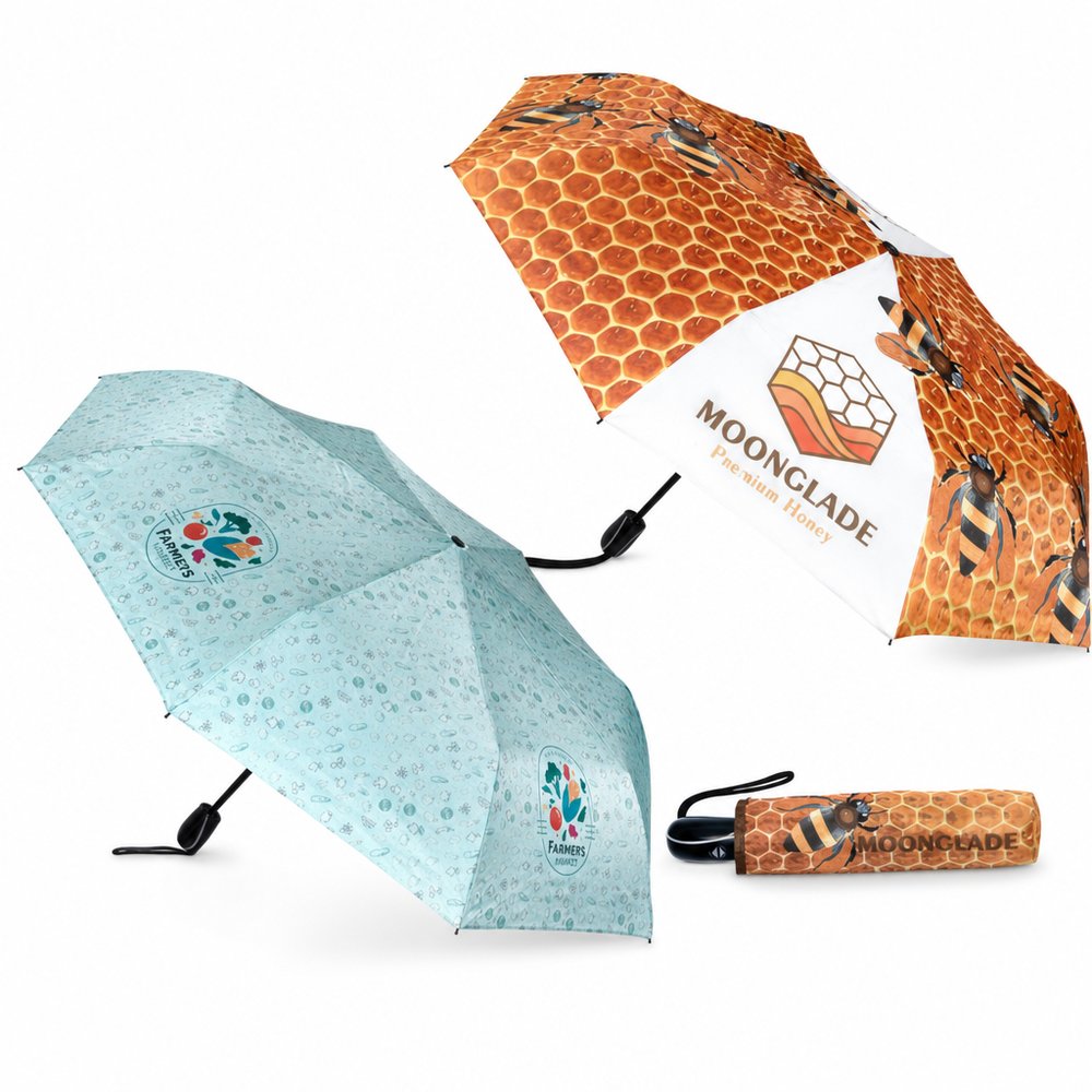 Kompakte Regenschirme in voller Farbe mit Etui
