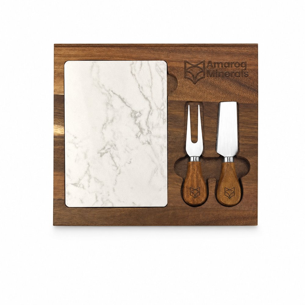 Marmor-Käsebrett & Messer-Set