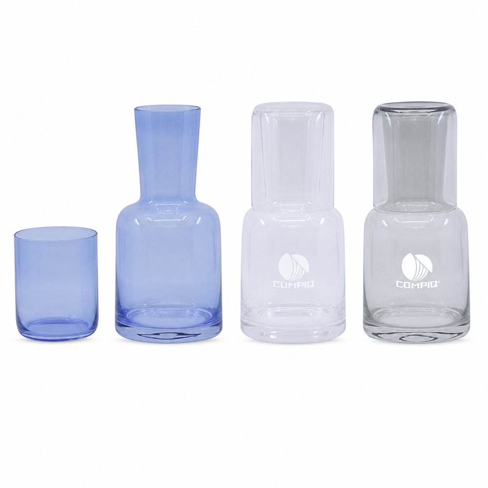 Bedrucktes Glaskaraffen- und Trinkglas-Set, Farbig