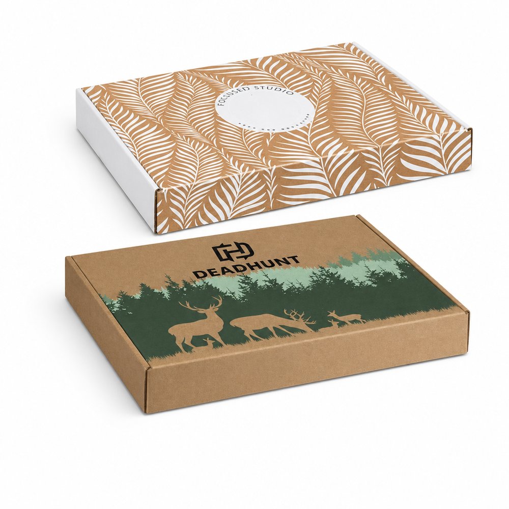 Gestanzte Box mit verschließbarem Deckel (320x230x35mm)