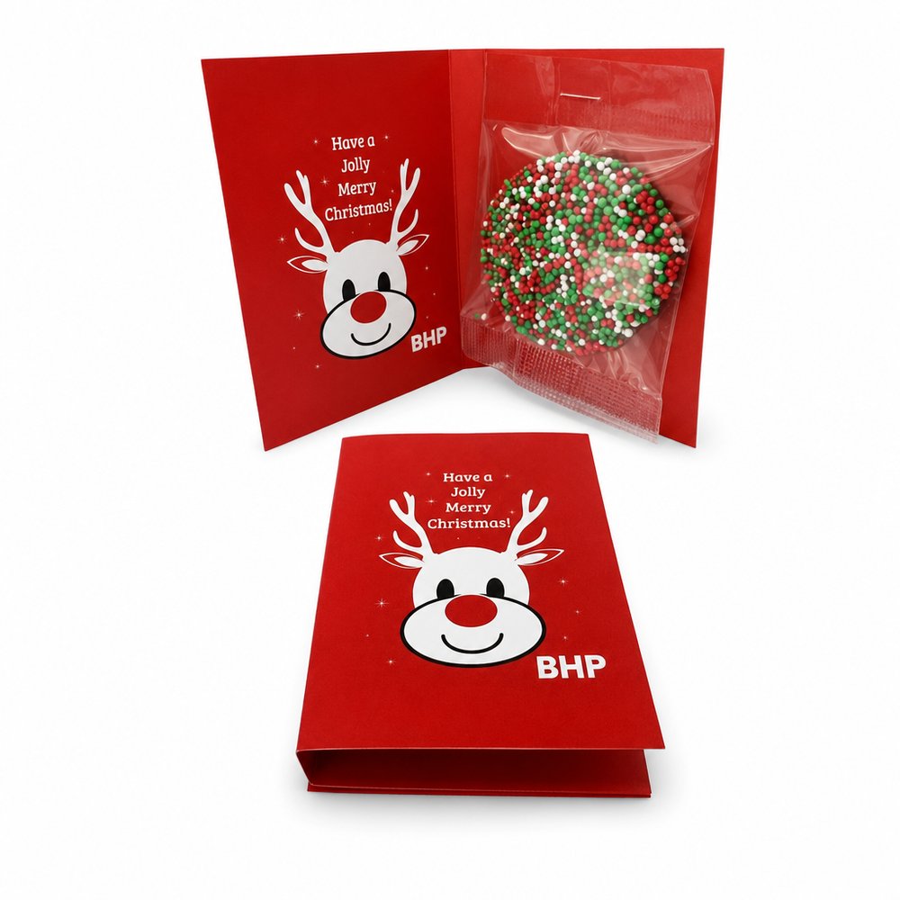 Weihnachtskarte mit Schokoladensommersprossen (20g)