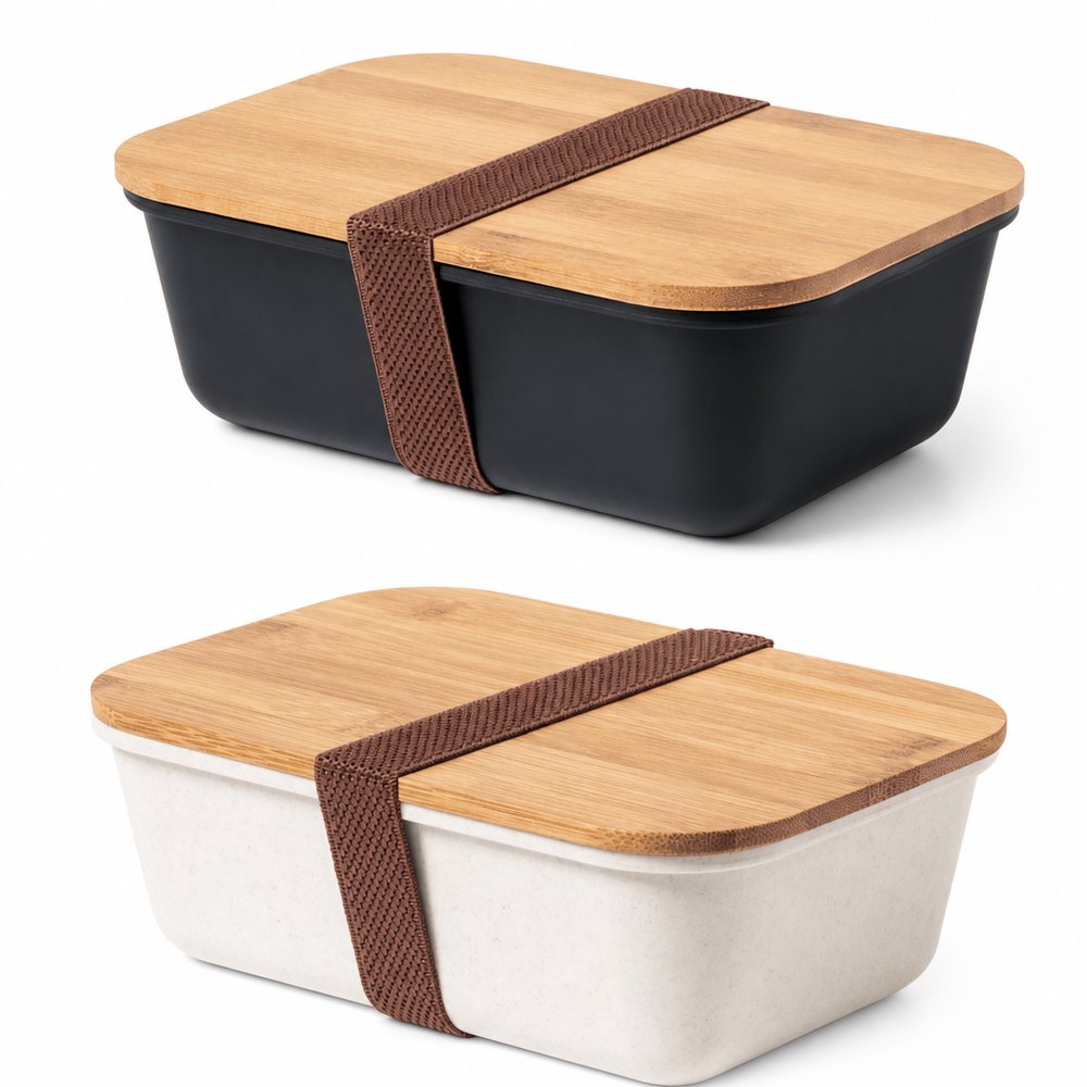 Lunchbox aus Weizenstroh mit Bambusdeckel
