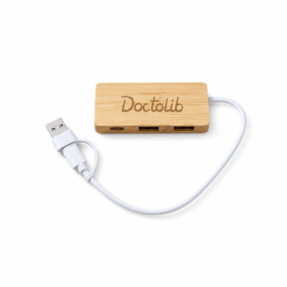 Bambus USB-Hub mit drei Anschlüssen