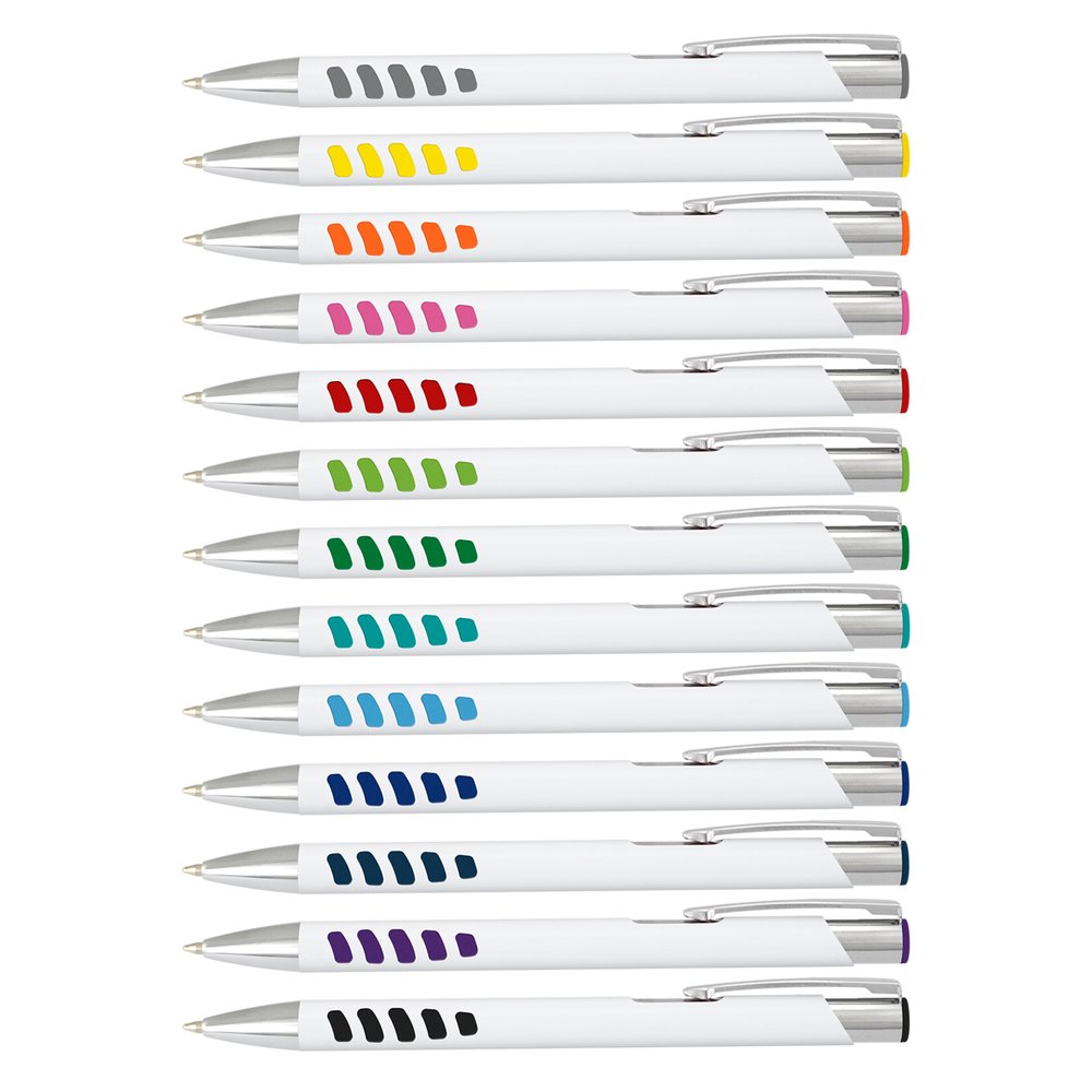 Panama Silikon-Griff Kugelschreiber – Weiss Chrom