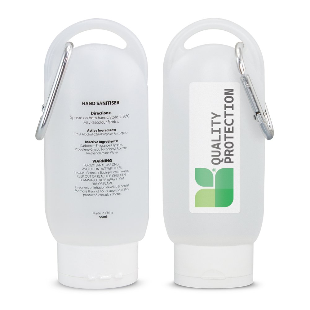 Gel-Händedesinfektionsmittel 55 ml mit Karabiner