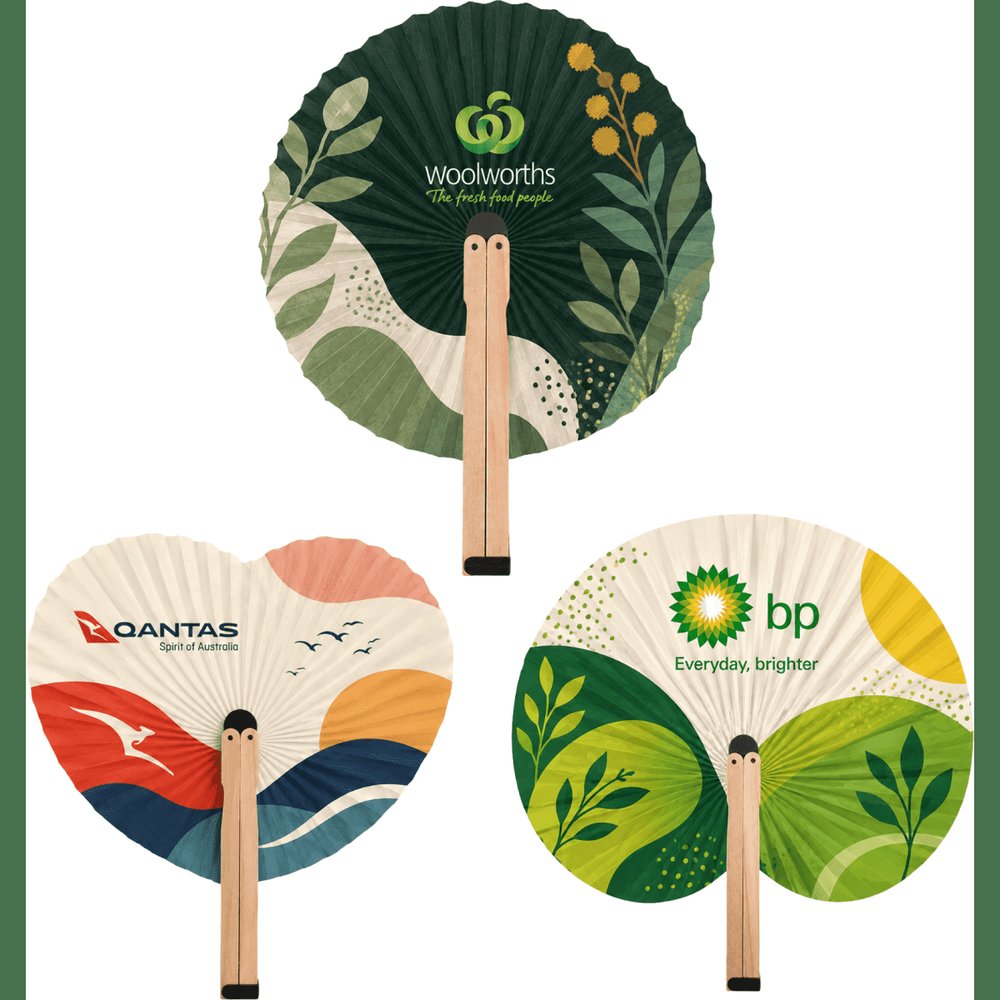 Papierfächer mit Holzgriff — rund, Herz, Birne
