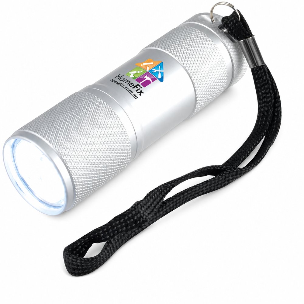 Aluminium-Taschenlampe mit 9 LEDs im Geschenkkarton