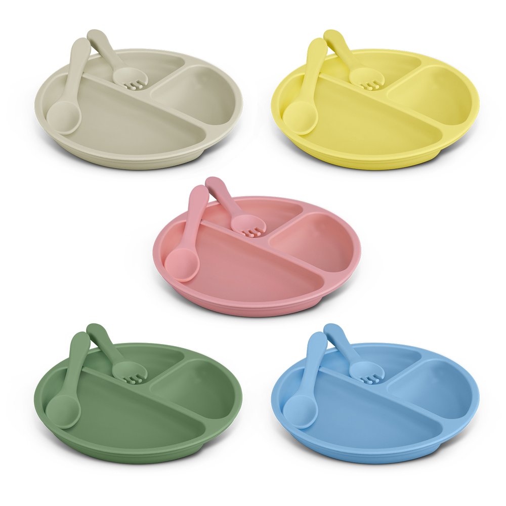 Silikon-Kinderteller mit Besteck-Set