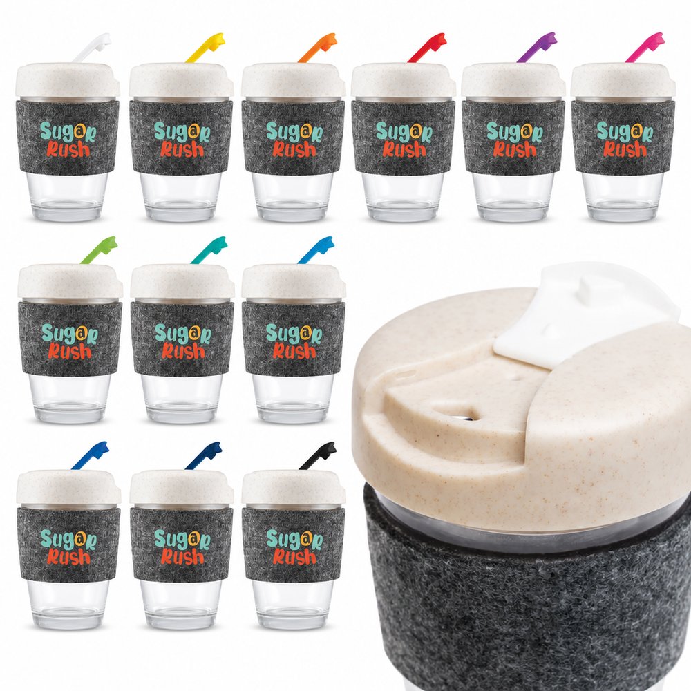 Vienna Eco Glas-Kaffeebecher mit RPET-Band
