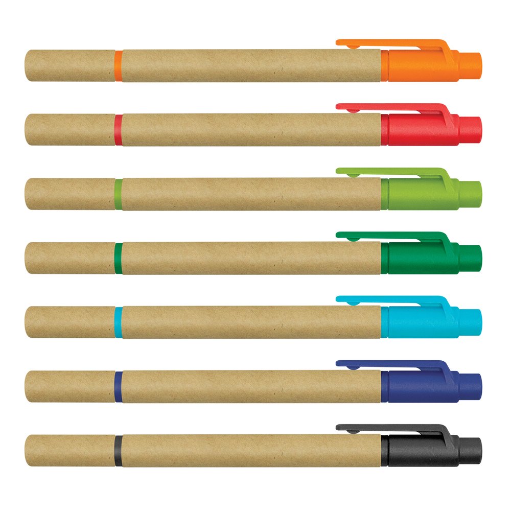 Recycelter Karton-Kugelschreiber mit Textmarker